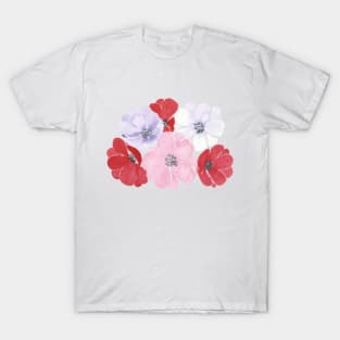 Anemones, floral watercolor painting T-Shirt